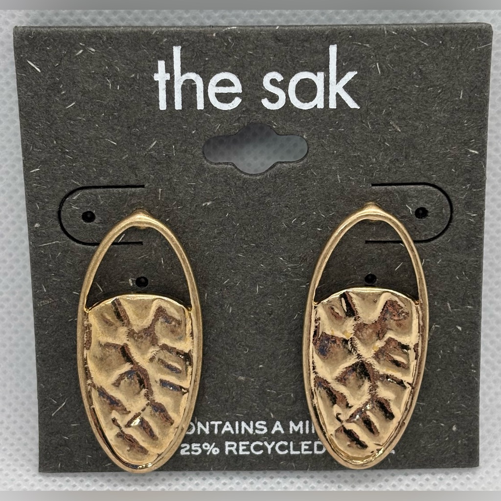 The Sak Gold Oval Textured Stud Earrings